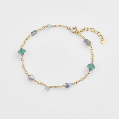 ＜agete＞ゴールドマルチストーンブレスレット
