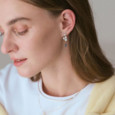 K10アクアマリン／淡水パールピアスチャーム | agete/アガット