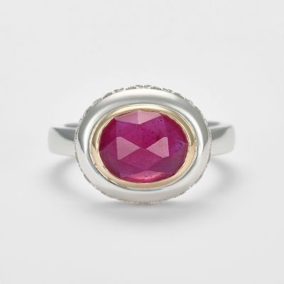 ＜agete＞シルバー／Ｋ５ルビーリング