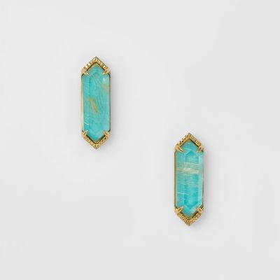 ＜agete＞ゴールドターコイズ／クォーツピアス