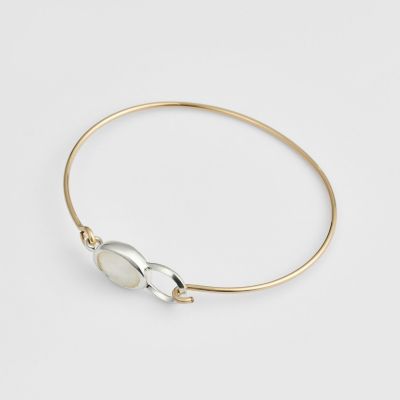 ＜agete＞シルバー／Ｋ１４ＧＦクォーツシェルバングル