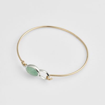 ＜agete＞シルバー／Ｋ１４ＧＦアベンチュリンバングル