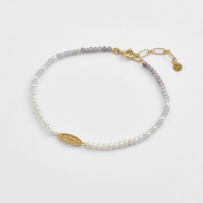 ＜agete＞ゴールド淡水パール／スピネルブレスレット