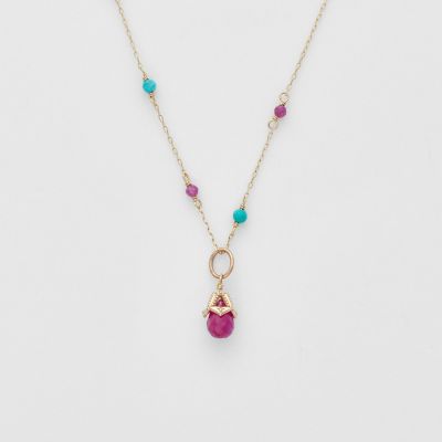 ＜agete＞Ｋ５／Ｋ１０マルチストーンネックレス