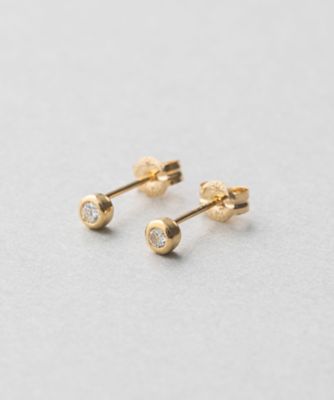 ＜ete bijoux (Women)＞Ｋ１８　ダイヤモンド　０．１ｃｔ　ピアス「ブライト」
