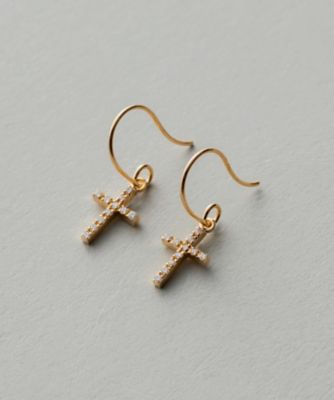Ｋ１８ＹＧ　クロス　ダイヤモンド　ピアス