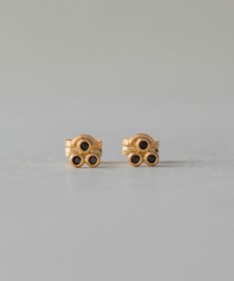 ＜ete bijoux (Women)＞Ｋ１８ＹＧ　クローバー　ブラックダイヤモンド　ピアス