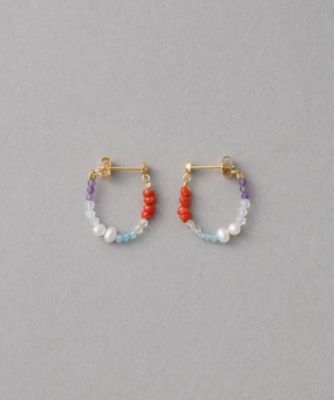 ＜ete bijoux (Women)＞［フォーチュン］　Ｋ１８ＹＧ　ナチュラルストーン　フープピアス　／Ｄｒｅａｍ