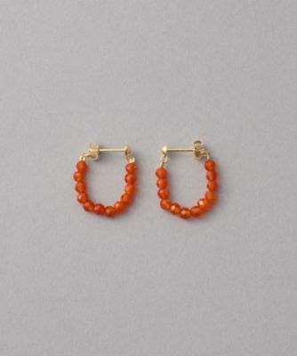 ＜ete bijoux (Women)＞［フォーチュン］　Ｋ１８ＹＧ　カーネリアン　フープピアス　／Ｐｏｗｅｒ