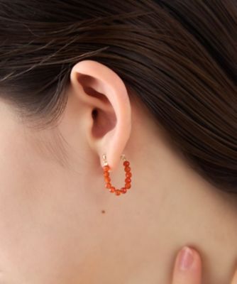 フォーチュン］ K18YG カーネリアン フープピアス ／Power