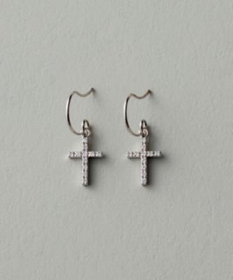 ＜ete bijoux (Women)＞ＰＴ９００　クロス　ダイヤモンド　ピアス