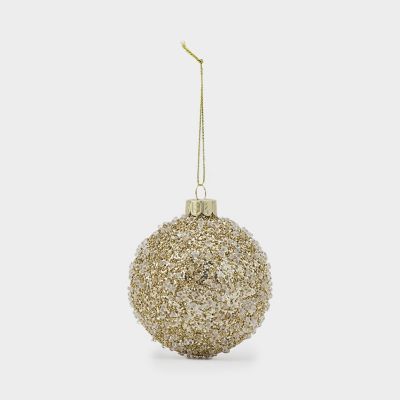 ＜The Conran Shop＞ペールゴールドビーズ　ガラスボール　オーナメント（５０８２７７０１＿ｘｍａｓ２５）