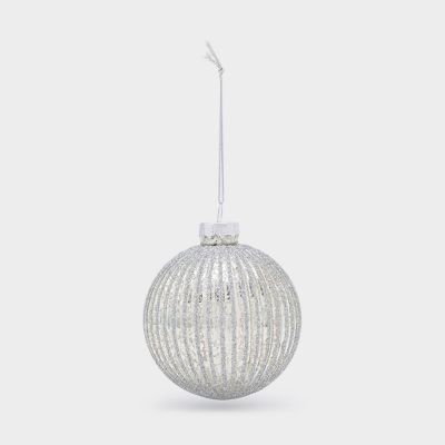 ＜The Conran Shop＞シャイニーシルバー　リブボール　オーナメント（５０８２７７７０＿ｘｍａｓ２５）