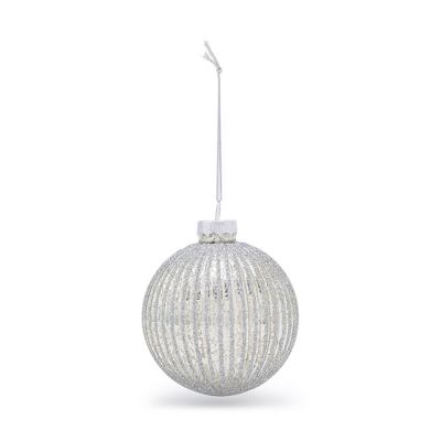 シャイニーシルバー リブボール オーナメント
