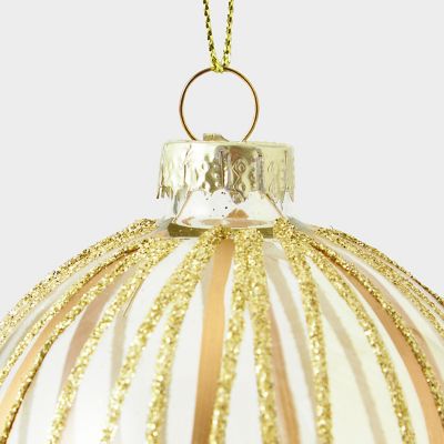 クリア ガラスボール ウィズ マット／グリッターストライプ