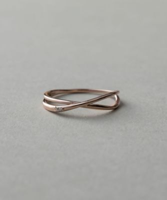 ＜ete bijoux (Women)＞Ｋ１８ＭＰＧ　レイヤード　ダイヤモンド　クロス　リング