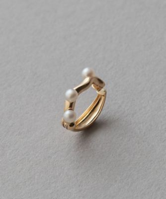 ＜ete bijoux (Women)＞Ｋ１０ＹＧ　パール　ハグカフ　リバーシブル