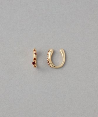 ete bijoux (Women)/エテ ビジュー [ガーネット] K10YG パルプ タイトイヤリング イエローゴールド ピアス・イヤリング【三越伊勢丹/公式】