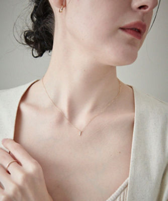 K10YG レイヤー ダイヤモンド バー ネックレス | ete bijoux