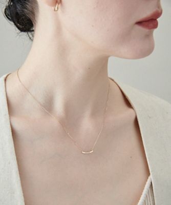Ｋ１０ＹＧ　レイヤー　ダイヤモンド　プレート　ネックレス