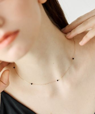 ［レイヤー］　Ｋ１０ＹＧ　ブラックカルセドニー　ネックレス