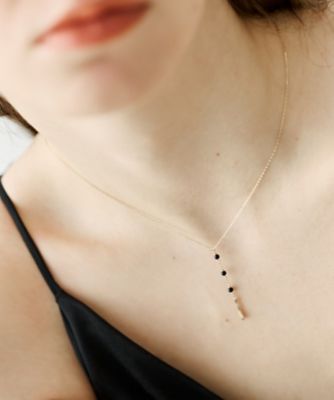 ［レイヤー］　Ｋ１０ＹＧ　ブラックカルセドニー　ネックレス