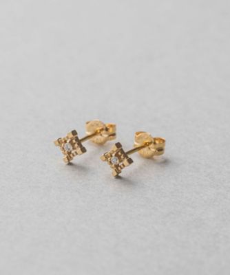 Ｋ１０ＹＧスクエア　ダイヤモンド　ピアス