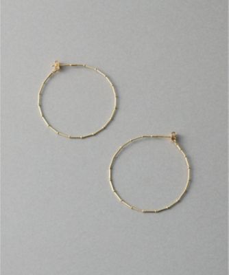 ＜ete bijoux (Women)＞［フロート］　Ｋ１０ＹＧ　ステーション　ワイヤー　フープピアス　ミディアム
