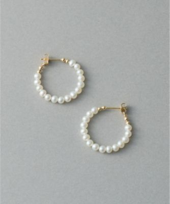 ＜ete bijoux (Women)＞［フロート］　Ｋ１０ＹＧ　淡水パール　ワイヤー　フープピアス