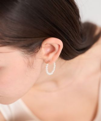 ［フロート］　Ｋ１０ＹＧ　淡水パール　ワイヤー　フープピアス