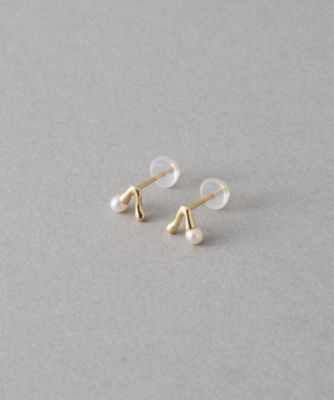 ［レイヤード］　Ｋ１０ＹＧ　淡水パール　チェリー　ピアス