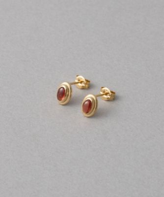 ガーネット］ K10YG カボション ピアス | ete bijoux (Women