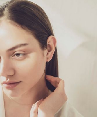 パール／ロイヤルブルームーンストーン イヤリング バックチェーン  