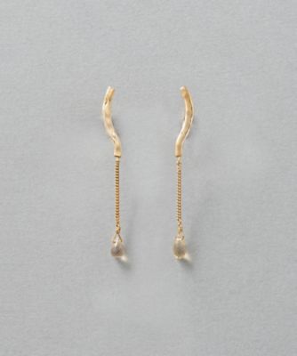 ＜ete bijoux (Women)＞シャンパンクォーツ　ドロップ　イヤリング