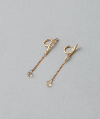 シャンパンクォーツ　ドロップ　イヤリング