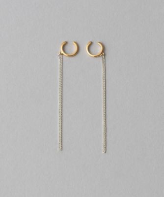 ＜ete bijoux (Women)＞エレガントチェーン　リバーシブルイヤリング　バイカラー