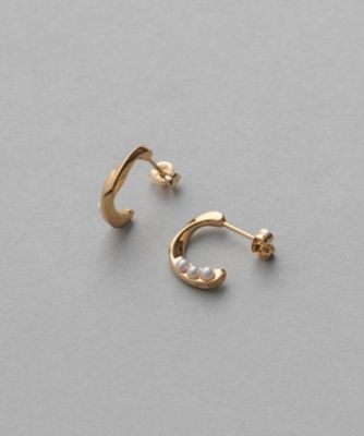淡水パール　ツイスト　フープピアス