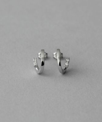 【限定販売】 ete/ビジュー ワンストローク ピアス/プラチナム/SV925 K18/美品 アクセサリー