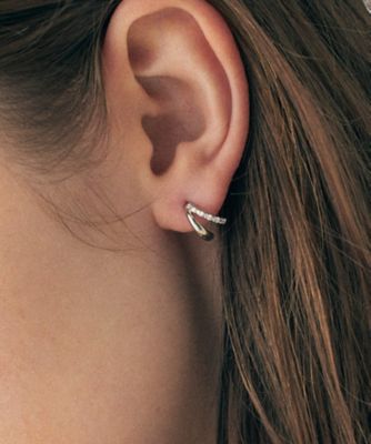 ビジュー　ダブルライン　ピアス