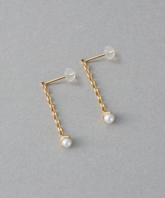 レイヤード］ パール チェーン ピアス | ete bijoux (Women