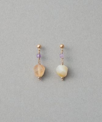 ナチュラルストーン　ツイストカット　ピアス