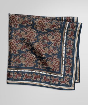 Brooks Brothers/ブルックス ブラザーズ シルクツイル スモールペイズリープリント ポケットスクエア 502ネイビー ファッション小物【三越伊勢丹/公式】