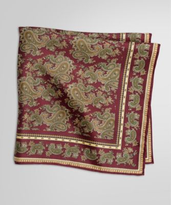 Brooks Brothers/ブルックス ブラザーズ シルクツイル スモールペイズリープリント ポケットスクエア 821バーガンディー ファッション小物【三越伊勢丹/公式】