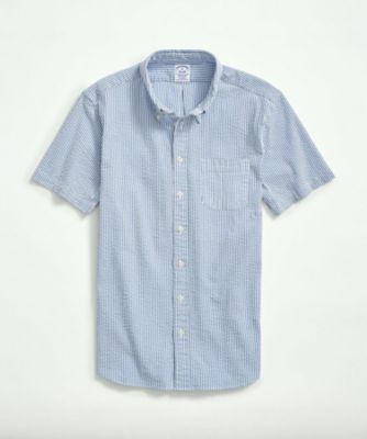 ＜Brooks Brothers＞ストレッチコットン　シアサッカーストライプ　ショートスリーブ　カジュアルシャツ　Ｒｅｇｕｌａｒ　Ｆｉｔ