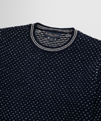 ロングスリーブ ドットジャカード クルーネックセーター