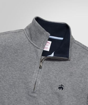 BROOKS BROTHERS ハーフジップ　モックネックプルオーバー　Lサイズ コットン フレンチリブ GFロゴ ハーフジップ モックネックプル