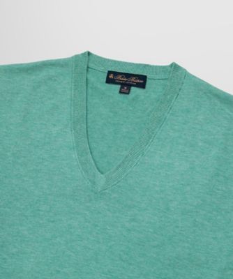 Brooks Brothers グリーン Vネック ニット セーター スーピマコットン Vネック セーター | Brooks Brothers