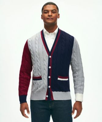 ＜Brooks Brothers＞スーピマコットン　ケーブル　ファン　テニスカーディガン