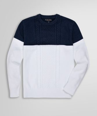 ＜Brooks Brothers＞スーピマコットン　カラーブロック　ケーブルセーター
