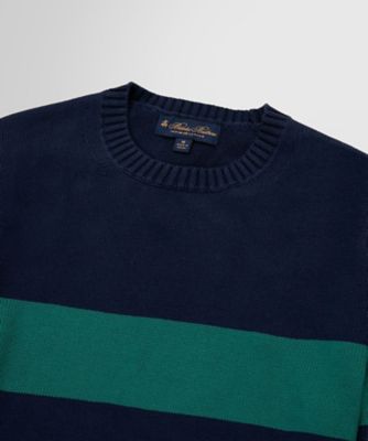 ＜Brooks Brothers＞スーピマコットン　チェストストライプ　クルーネックセーター